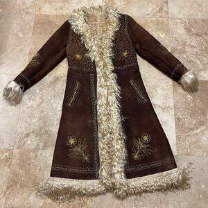 Penny Lane Coat Vintage 70s Afghan Coat Floral Embroidered Winter Coat